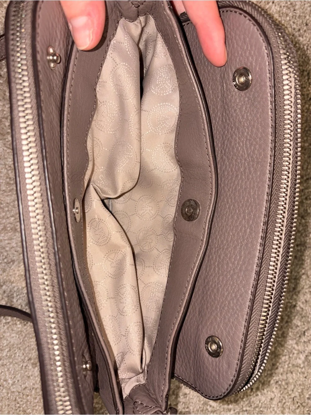 Michael Kors Taupe Leather Cross Body Purse